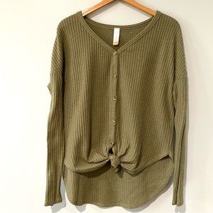 Eanklosco Green Waffle Knit Top Sz Large